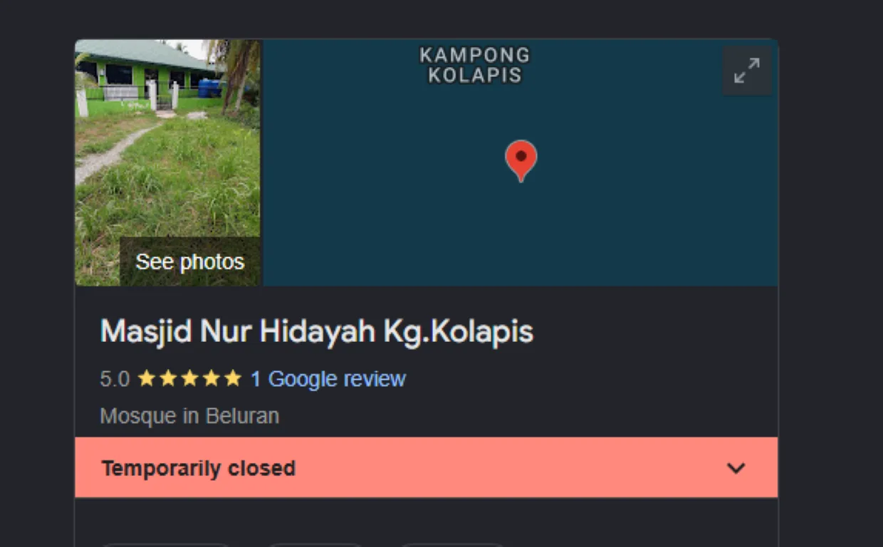 MASJID NUR HIDAYAH, KG.KOLAPIS BELURAN, Sabah